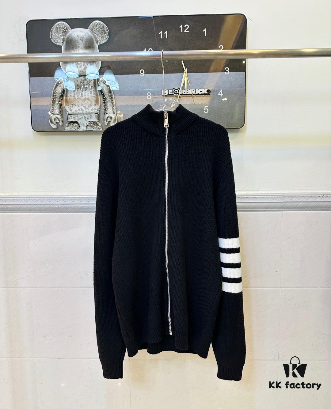 Thom Brown Three-Stripe Knit Cardigan Jacket