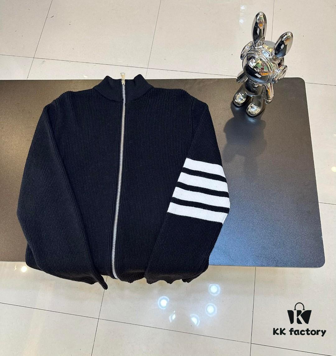 Thom Brown Three-Stripe Knit Cardigan Jacket