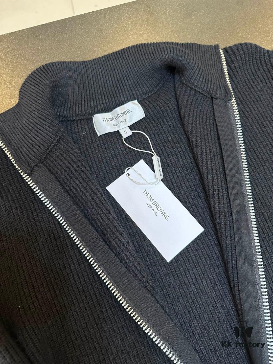 Thom Brown Three-Stripe Knit Cardigan Jacket