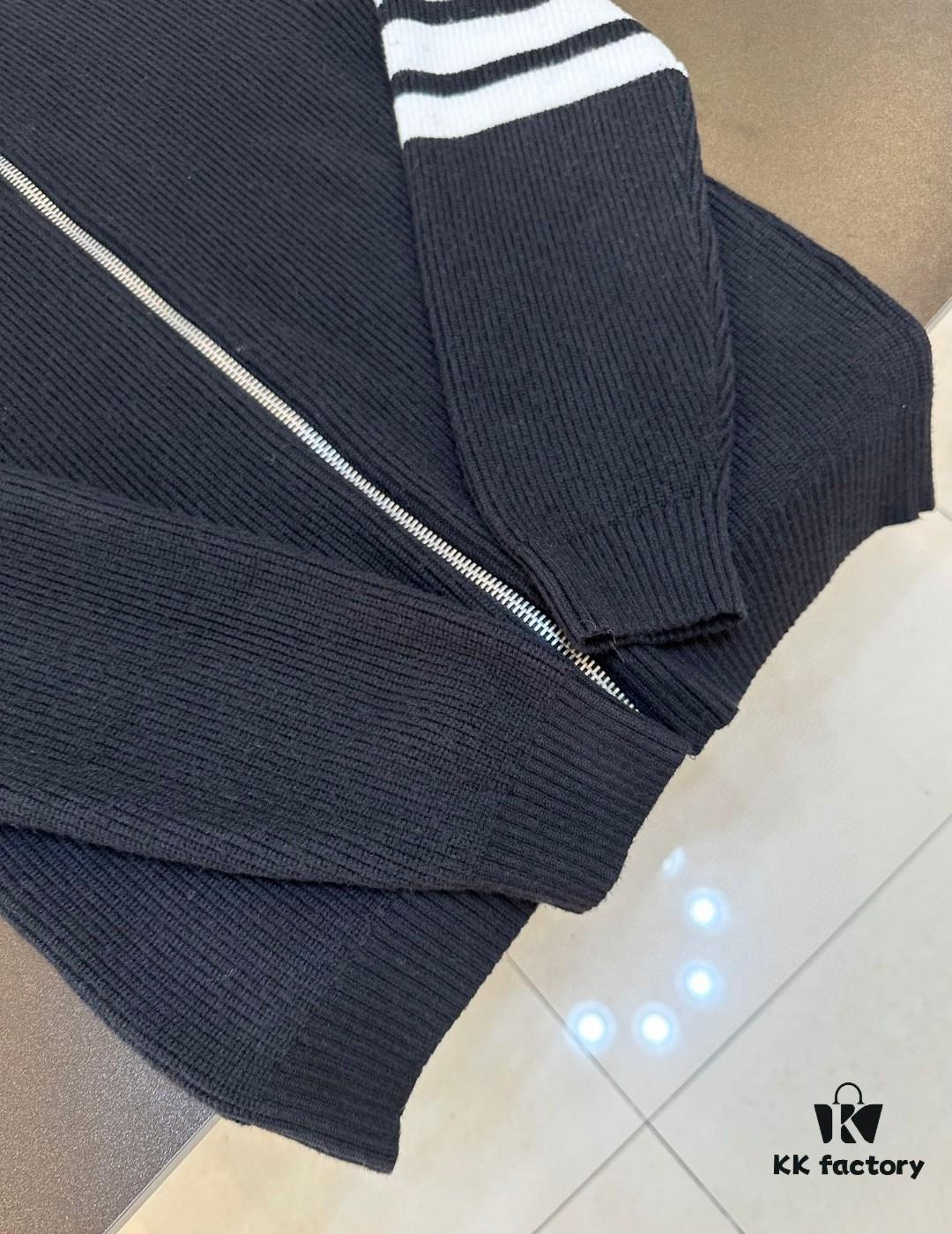 Thom Brown Three-Stripe Knit Cardigan Jacket