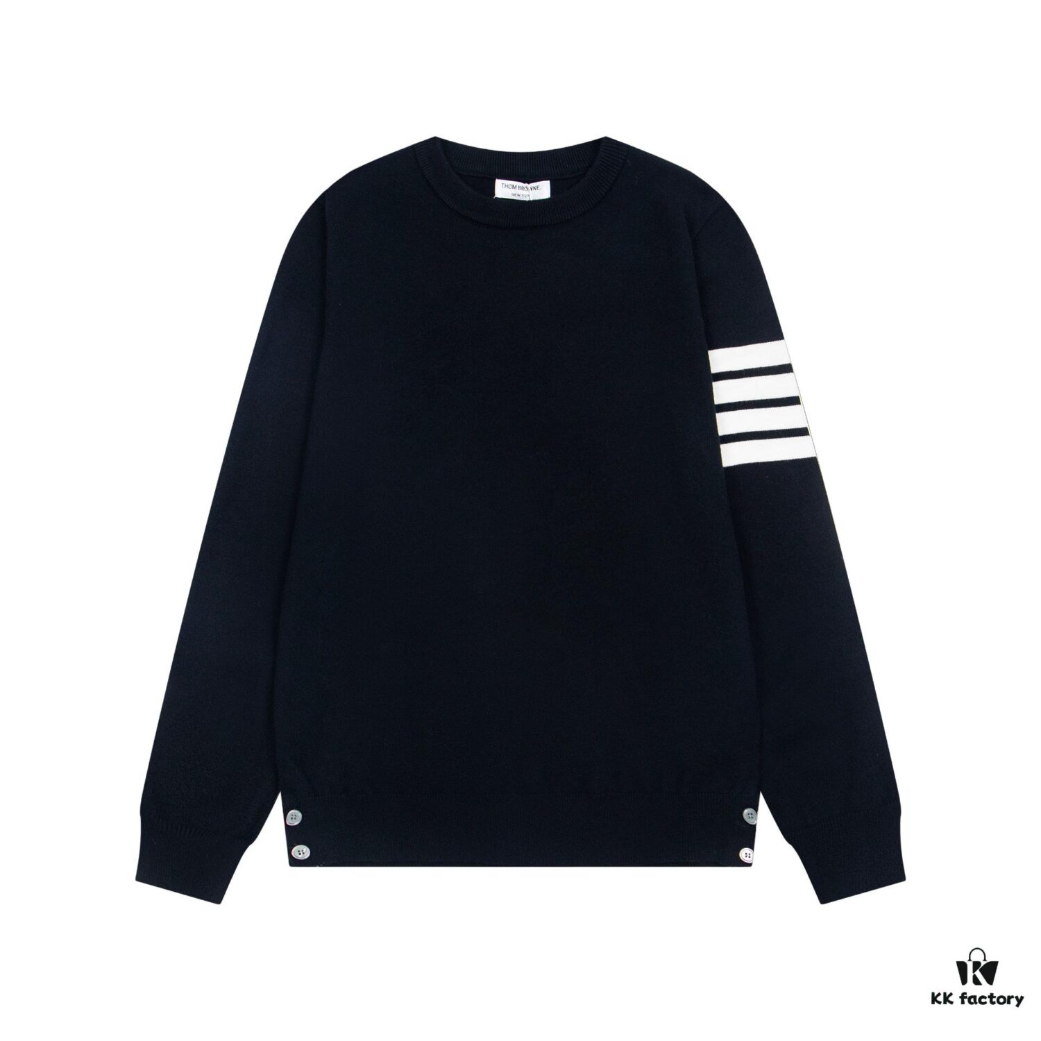 Thom Browne Classic TB Four-Stripe Crew Neck Knit Casual Sweater Top