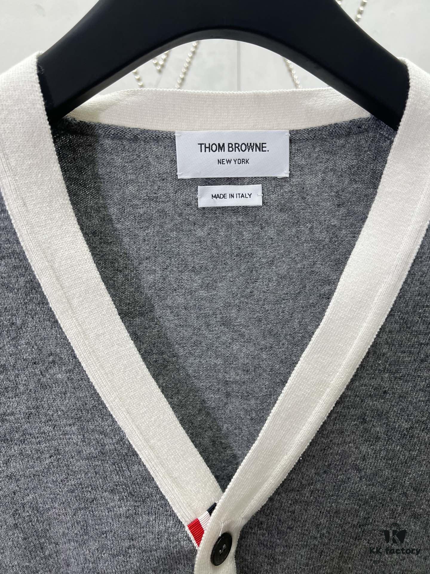 TB 2025 SS New Arrival Four-Stripe Single-Breasted V-Neck Cashmere Sweater