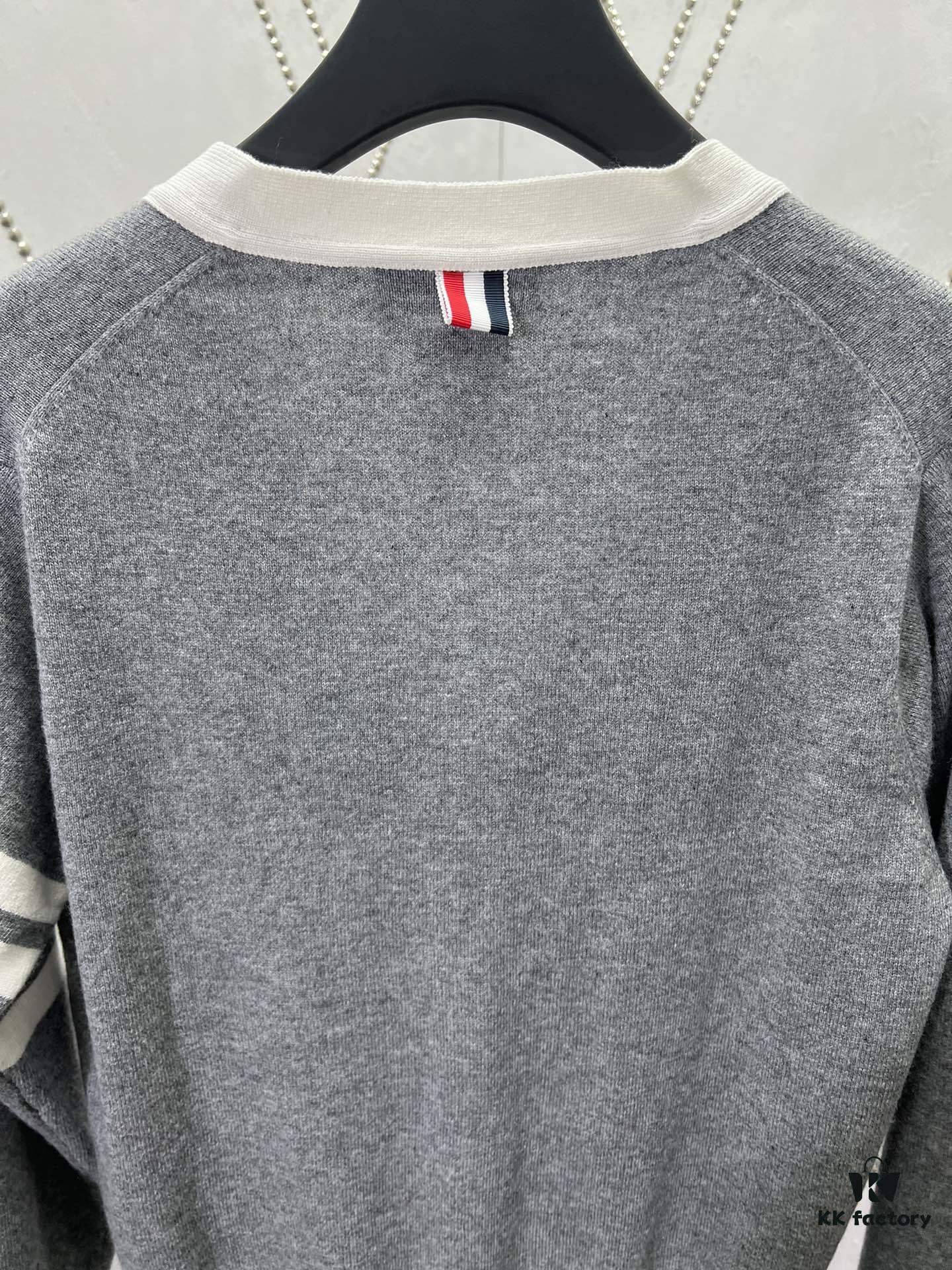 TB 2025 SS New Arrival Four-Stripe Single-Breasted V-Neck Cashmere Sweater