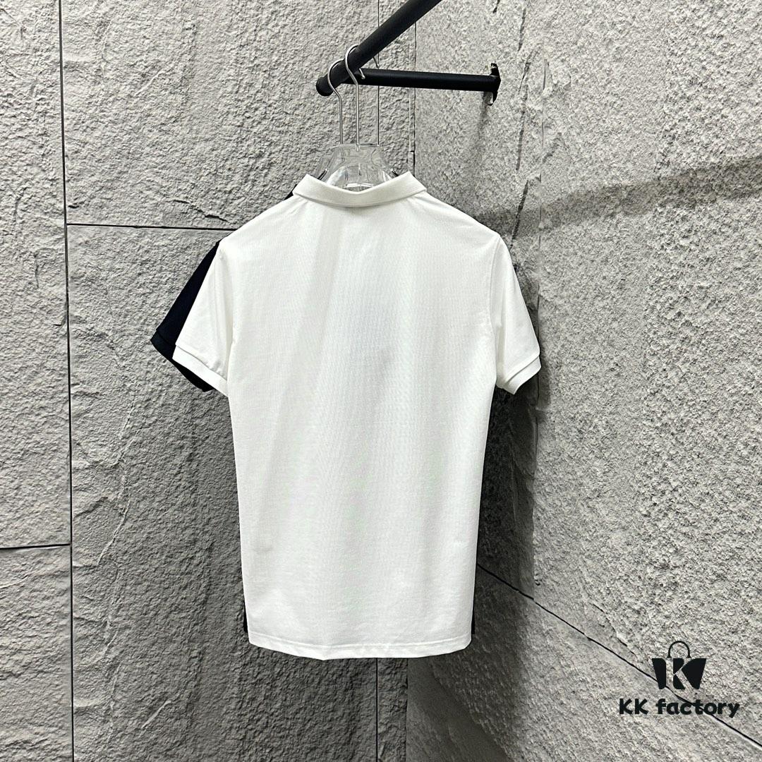 TB*Tom* Short Sleeve Polo 2025 Spring Summer New Arrival Minimalist Letter Embroidery Beaded Fabric Unisex Short Sleeve Polo Collar