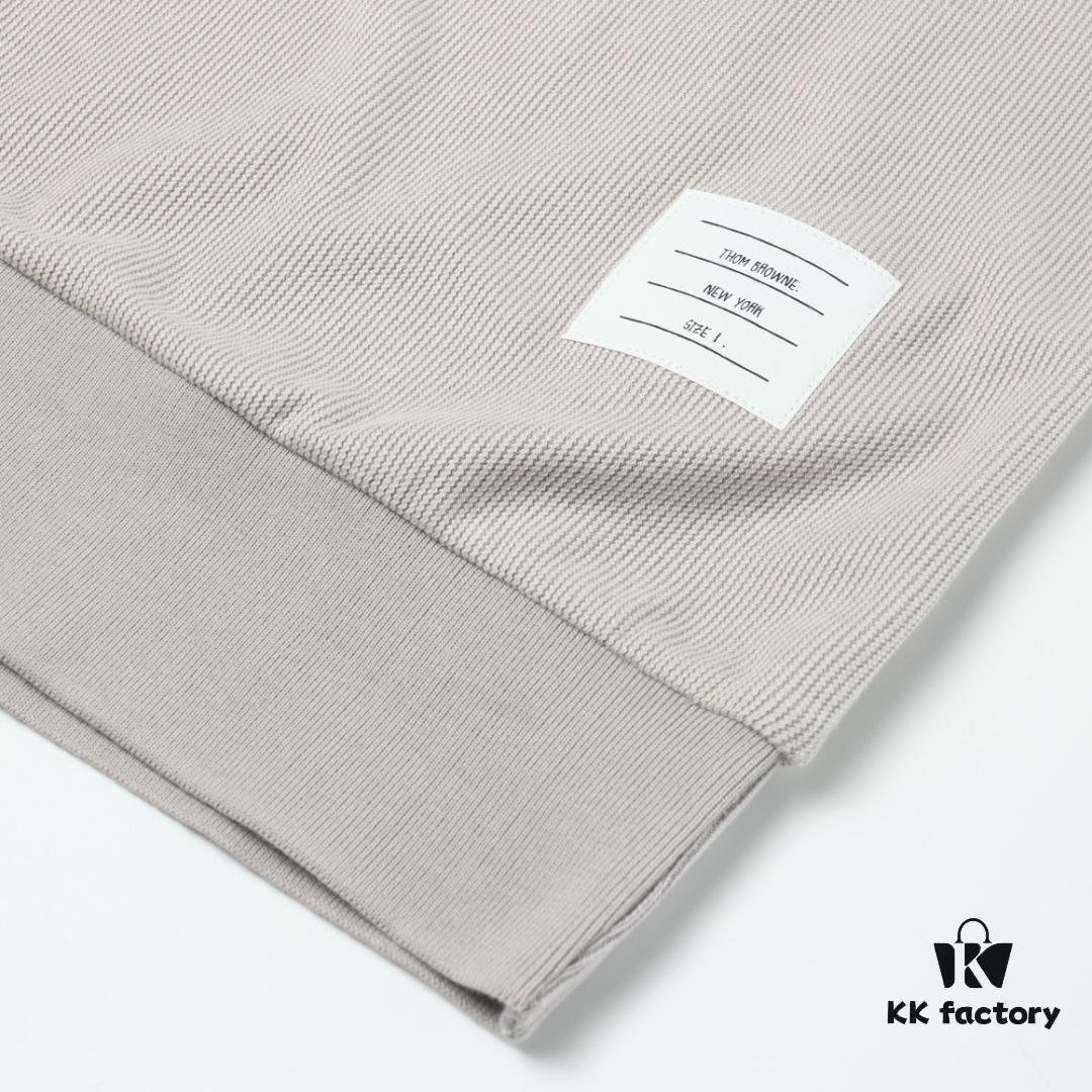 Thom Browne TB Ripple Four-Bar Leather-Pressed Cotton Short-Sleeve Polo Shirt