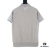 Thom Browne TB Ripple Four-Bar Leather-Pressed Cotton Short-Sleeve Polo Shirt