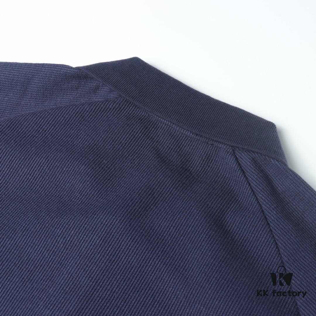 Thom Browne TB Wave Pattern Four-Bar Leather-Laminated Cotton Waffle Short Sleeve Polo Shirt