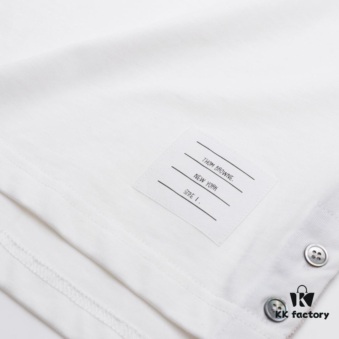 THOM BROWNE TB Red Stripe Woven Crew Neck Short Sleeve T-Shirt