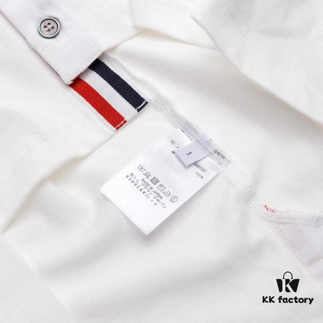 THOM BROWNE TB Red Stripe Woven Crew Neck Short Sleeve T-Shirt