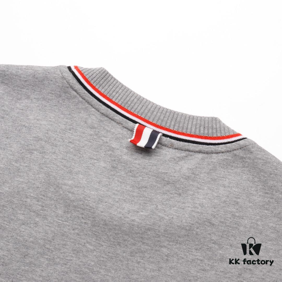 THOM BROWNE / Tom Brown TB Red Stripe Woven Crew Neck Short Sleeve T-Shirt