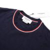 THOM BROWNE TB Red Stripe Woven Crew Neck Short Sleeve T-Shirt in Navy