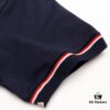 THOM BROWNE TB Red Stripe Woven Crew Neck Short Sleeve T-Shirt in Navy