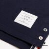 THOM BROWNE TB Red Stripe Woven Crew Neck Short Sleeve T-Shirt in Navy