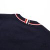 THOM BROWNE TB Red Stripe Woven Crew Neck Short Sleeve T-Shirt in Navy