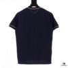 THOM BROWNE TB Red Stripe Woven Crew Neck Short Sleeve T-Shirt in Navy