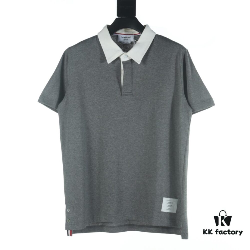 THOM BROWNE TB 24 Pre-Spring Collection Color-Block Collar Short-Sleeve Polo Shirt