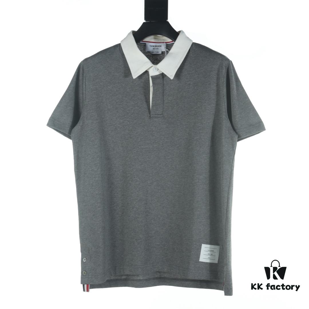 THOM BROWNE TB 24 Pre-Spring Collection Color-Blocked Collar Short-Sleeve Polo Shirt