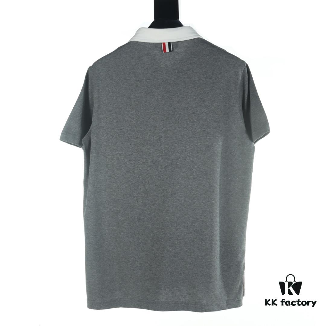 THOM BROWNE TB 24 Pre-Spring Collection Color-Blocked Collar Short-Sleeve Polo Shirt
