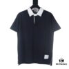 THOM BROWNE TB 24 Pre-Spring Collection Color-Block Collar Short-Sleeve Polo Shirt, Royal Blue