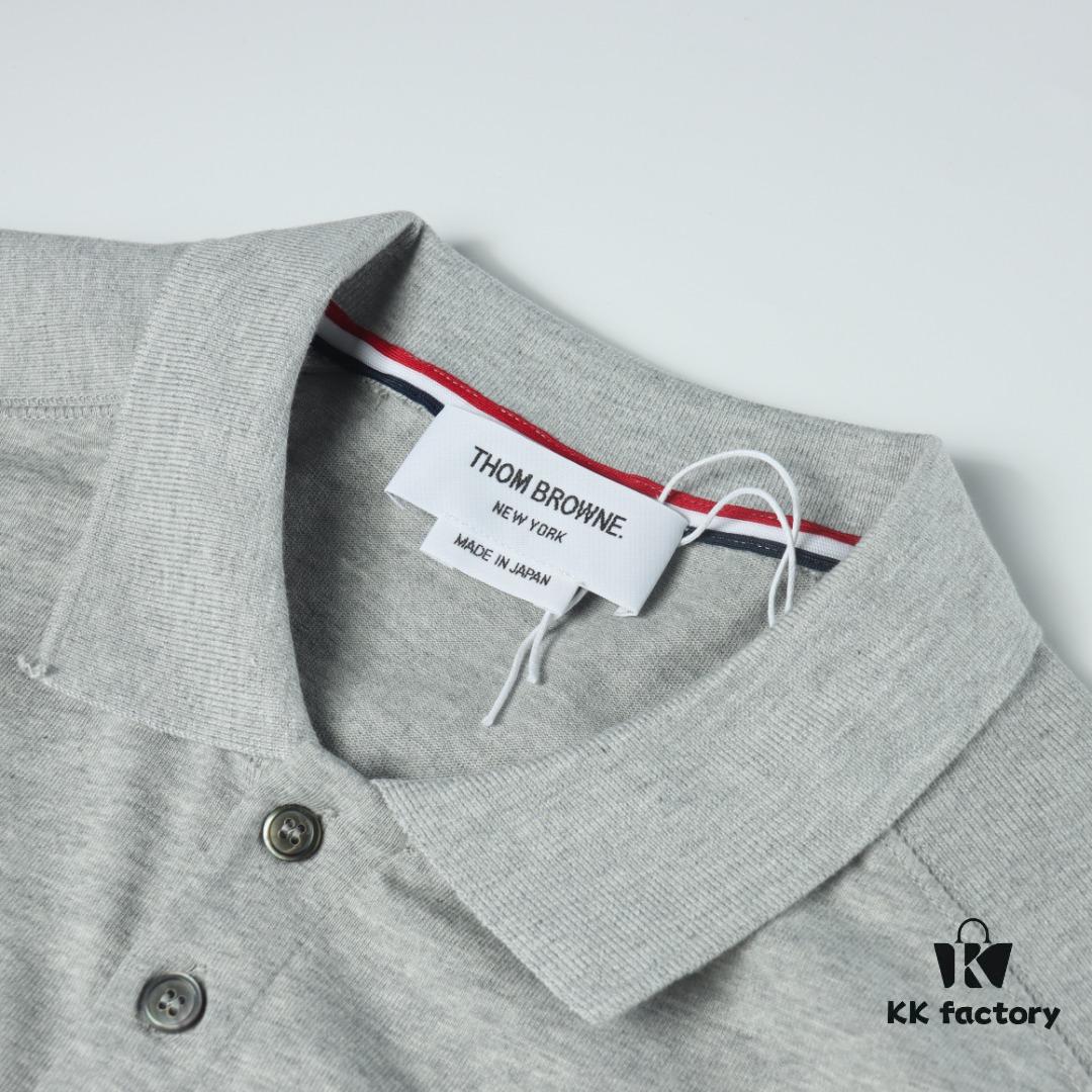 Thom Browne TB Striped Sleeve Woven Short-Sleeve Polo Shirt