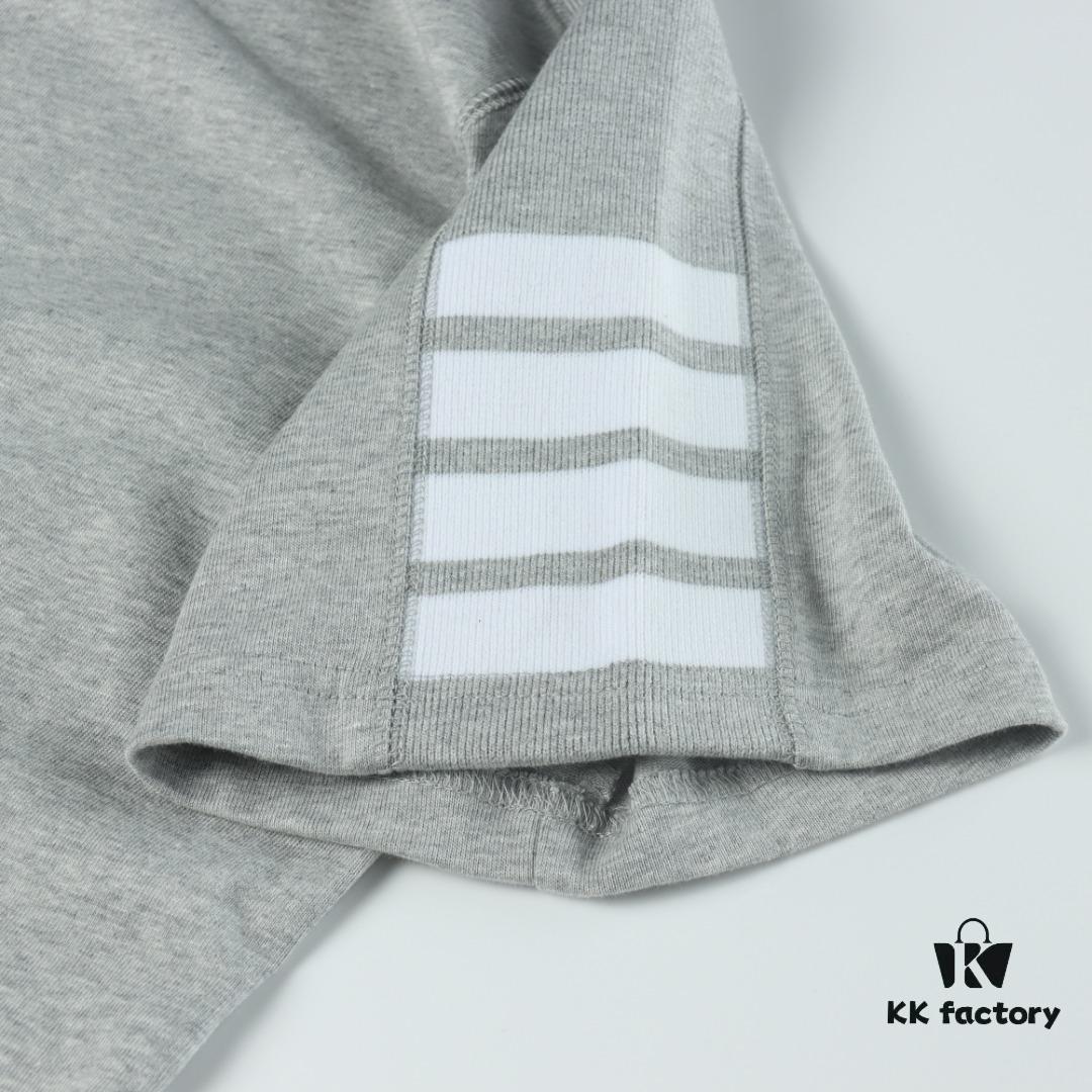 Thom Browne TB Striped Sleeve Woven Short-Sleeve Polo Shirt