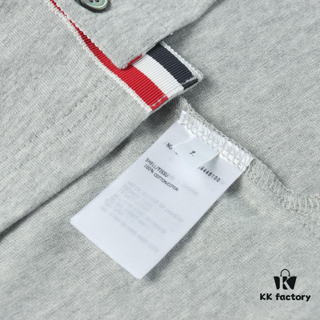 Thom Browne TB Striped Sleeve Woven Short-Sleeve Polo Shirt