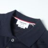 Thom Browne TB Striped Sleeve Woven Short-Sleeve Polo Shirt in Navy Blue