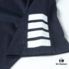 Thom Browne TB Striped Sleeve Woven Short-Sleeve Polo Shirt in Navy Blue
