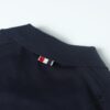 Thom Browne TB Striped Sleeve Woven Short-Sleeve Polo Shirt in Navy Blue