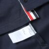 Thom Browne TB Striped Sleeve Woven Short-Sleeve Polo Shirt in Navy Blue