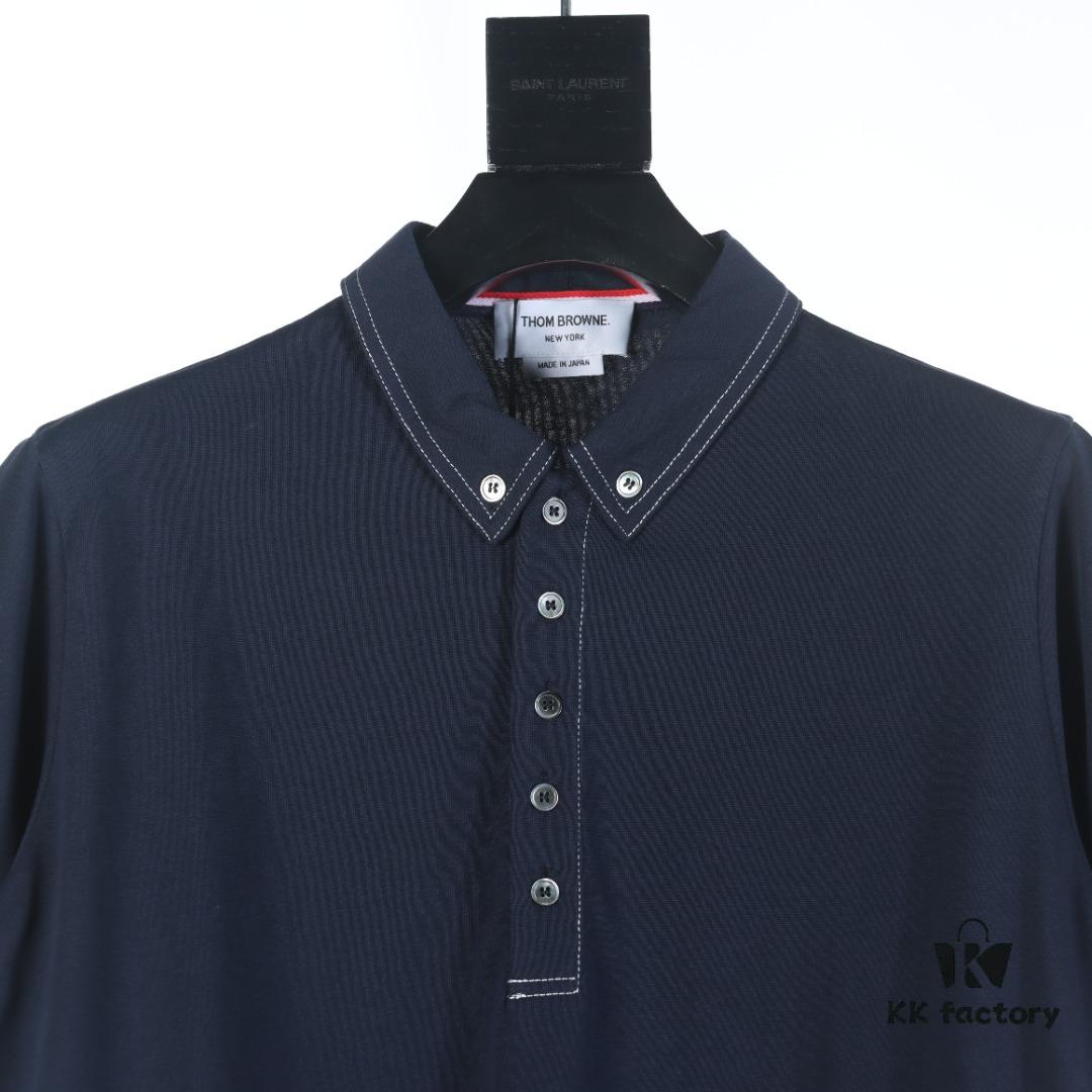 Thom Browne TB 25 New Arrival Short-Sleeve Polo Shirt with Color-Contrast Topstitching