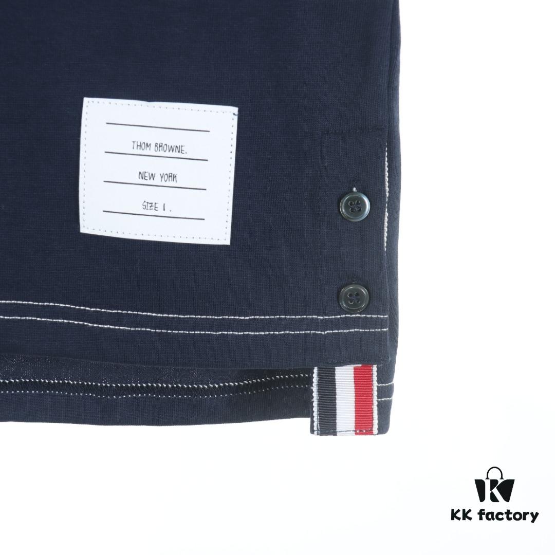 Thom Browne TB 25 New Arrival Short-Sleeve Polo Shirt with Color-Contrast Topstitching