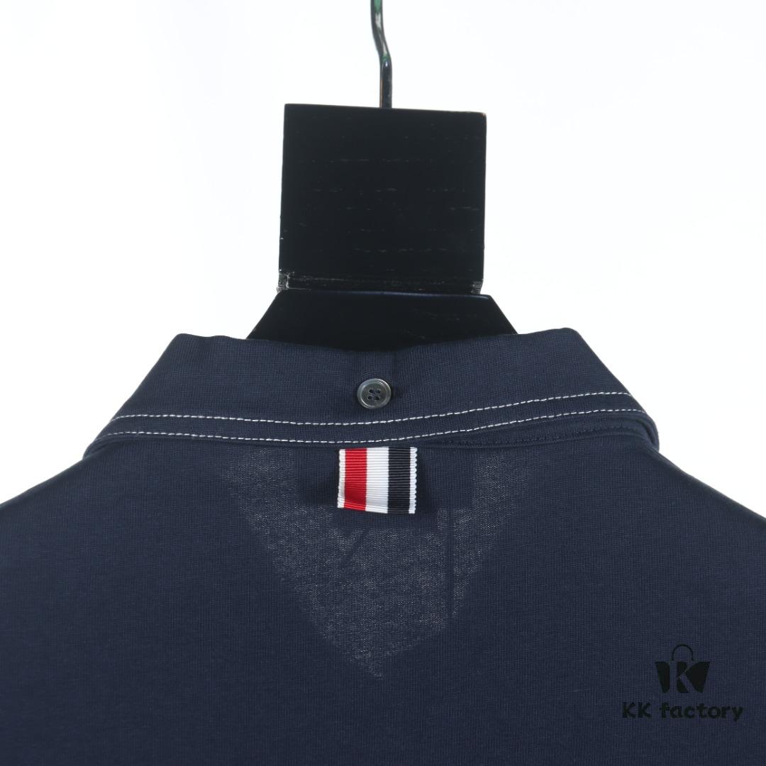 Thom Browne TB 25 New Arrival Short-Sleeve Polo Shirt with Color-Contrast Topstitching