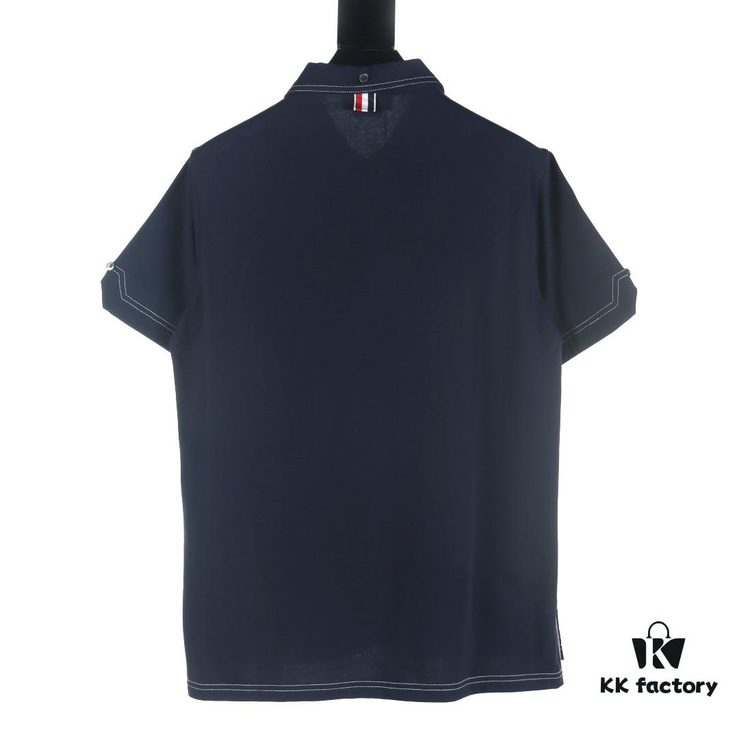 Thom Browne TB 25 New Arrival Short-Sleeve Polo Shirt with Color-Contrast Topstitching
