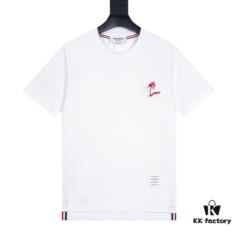 THOM BROWNE 24SS TB Dog Embroidered Short Sleeve T-Shirt Inspired by 1980s Retro Style