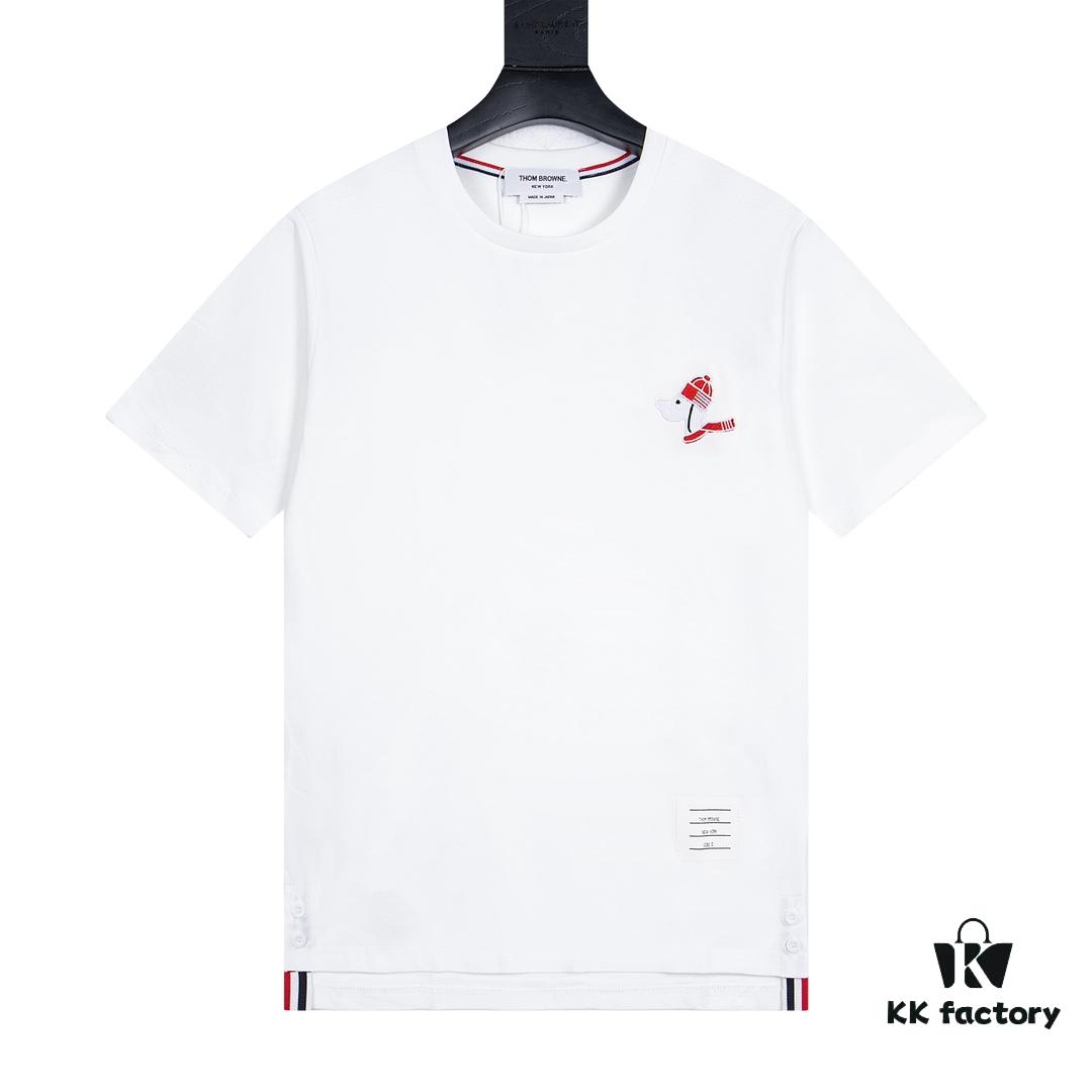 THOM BROWNE 24SS TB Dog Embroidered Short Sleeve T-Shirt Inspired by 1980s Retro Style