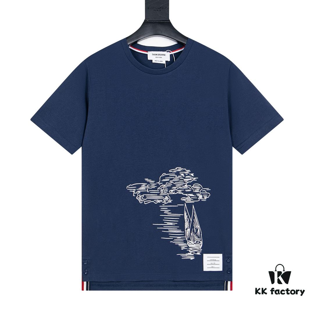 THOM BROWNE TB 24FW Sailboat Print Short-Sleeve T-Shirt