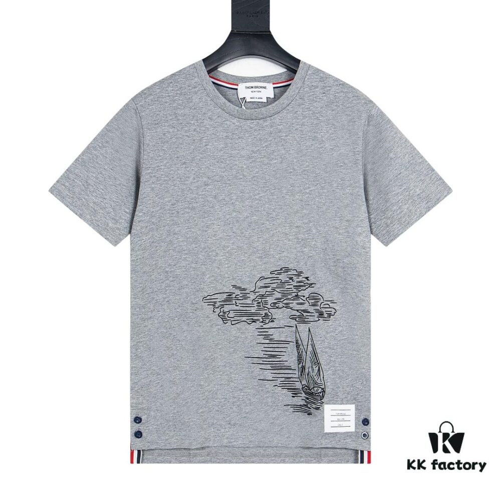 THOM BROWNE TB 24FW Sailboat Print Short Sleeve T-Shirt
