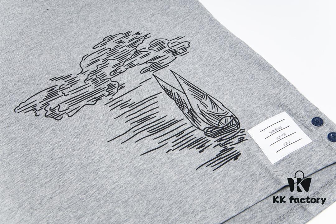 THOM BROWNE TB 24FW Sailboat Print Short Sleeve T-Shirt