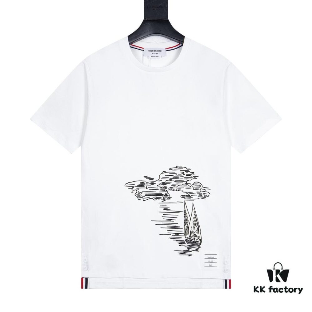 THOM BROWNE TB 24FW Sailing Print Short Sleeve T-Shirt
