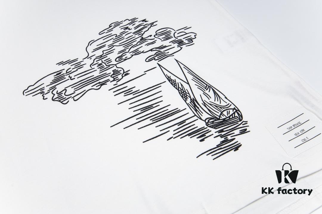 THOM BROWNE TB 24FW Sailing Print Short Sleeve T-Shirt