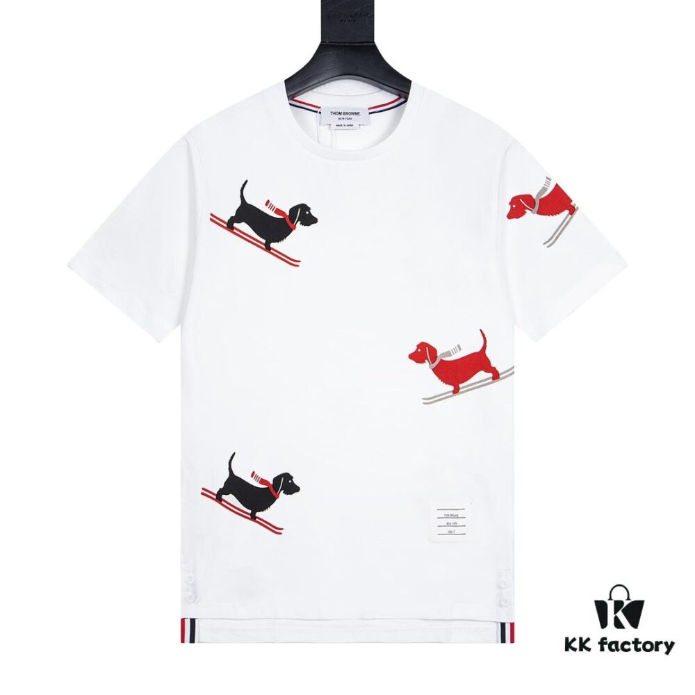 THOM BROWNE 24SS TB Ski Dog Short Sleeve T-Shirt Inspired by 1980s Retro Style