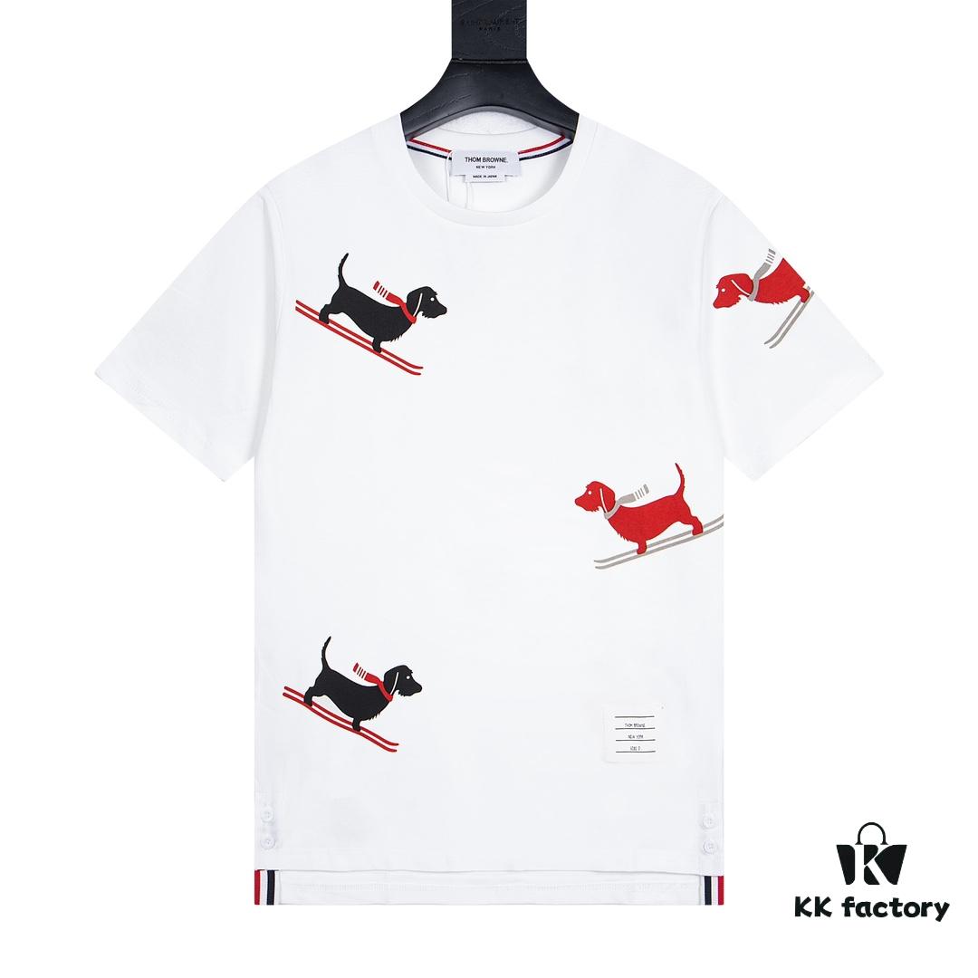 THOM BROWNE 24SS TB Ski Dog Short Sleeve T-Shirt Inspired by 1980s Retro Style