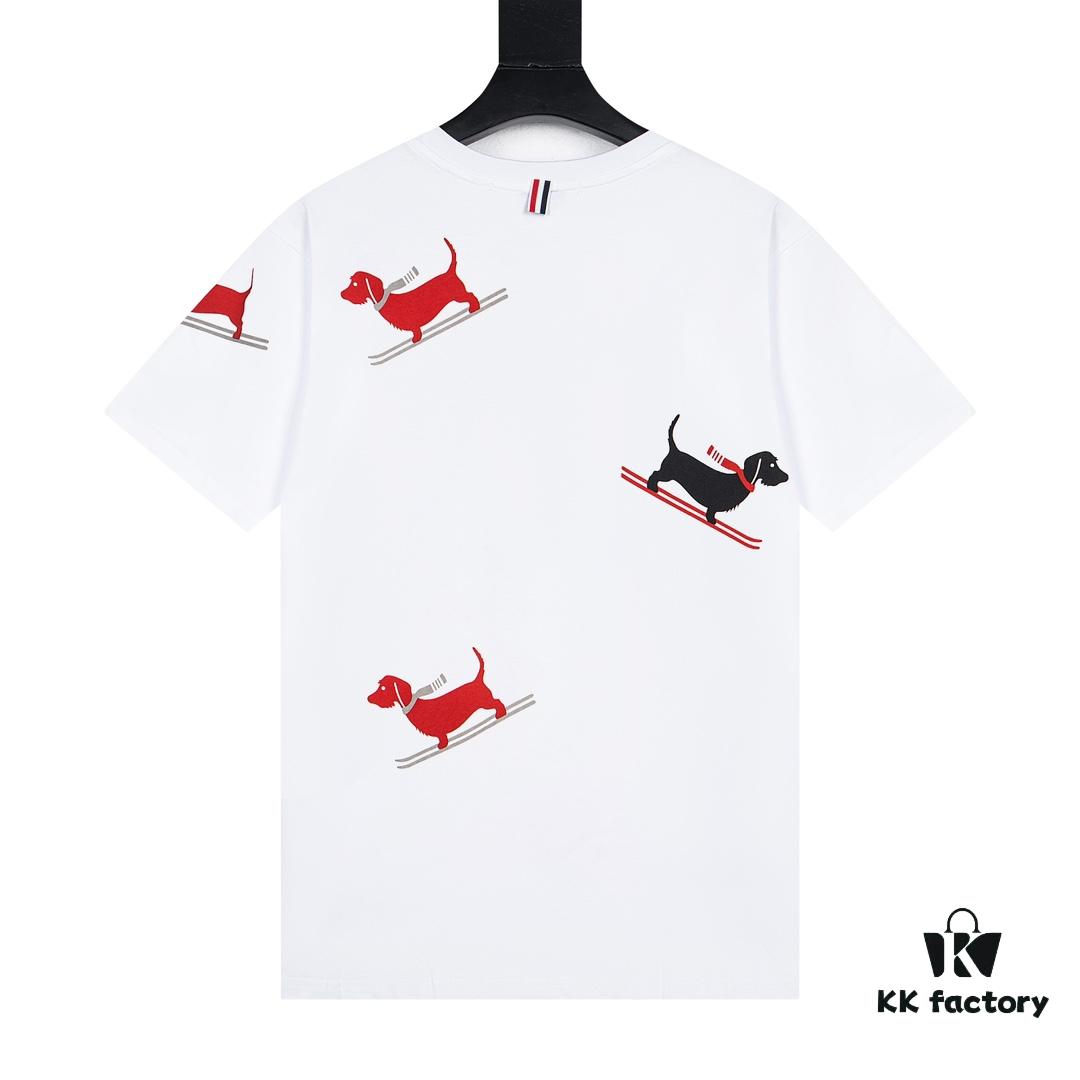 THOM BROWNE 24SS TB Ski Dog Short Sleeve T-Shirt Inspired by 1980s Retro Style