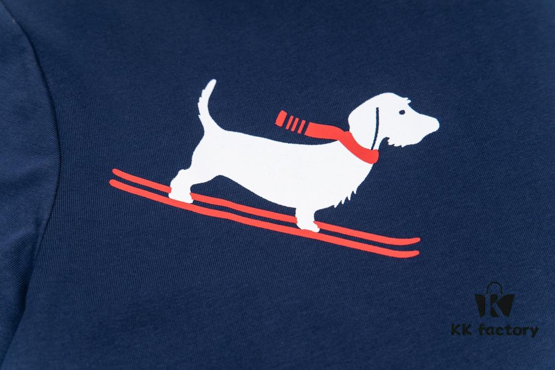 THOM BROWNE 24SS TB Skiing Puppy Short Sleeve T-Shirt Inspired by 1980s Retro Style