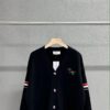 Thom Browne TB Striped Puppy Cardigan Sweater, British Style New Arrival, Wool Blend Preppy Knitwear