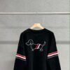 Thom Browne TB Striped Puppy Cardigan Sweater, British Style New Arrival, Wool Blend Preppy Knitwear