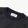THOM BROWNE TB 24SS Snowflake Chunky-Knit Navy Blue Four-Stripes Crewneck Sweater for Couples