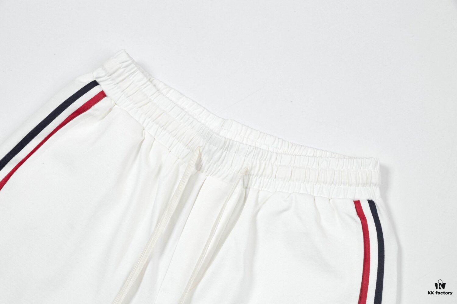 2025 TB New Arrival Knitted Shorts, Custom Fabric, Classic Three-Color Stripe Design, Streamlined and Structured Fit, Straight Striped Paneling, Premium Custom Drawstring Hardware, Smooth, Comfortable and Breathable Wear, Textured and Shapely Silhouette, Stylish Casual Wear
