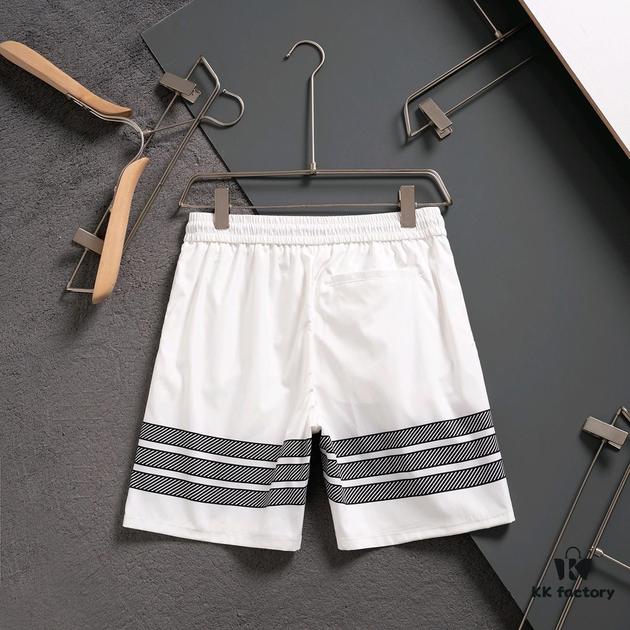 THOM BROWNE 2025 Spring and Summer New Arrival High-Quality Casual Quick-Dry Woven Beach Pants, 3D Digital Print, Premium Reproduction with Latest Embossed Logo Design, Ideal for Urban Fashion, Travel, and Leisure